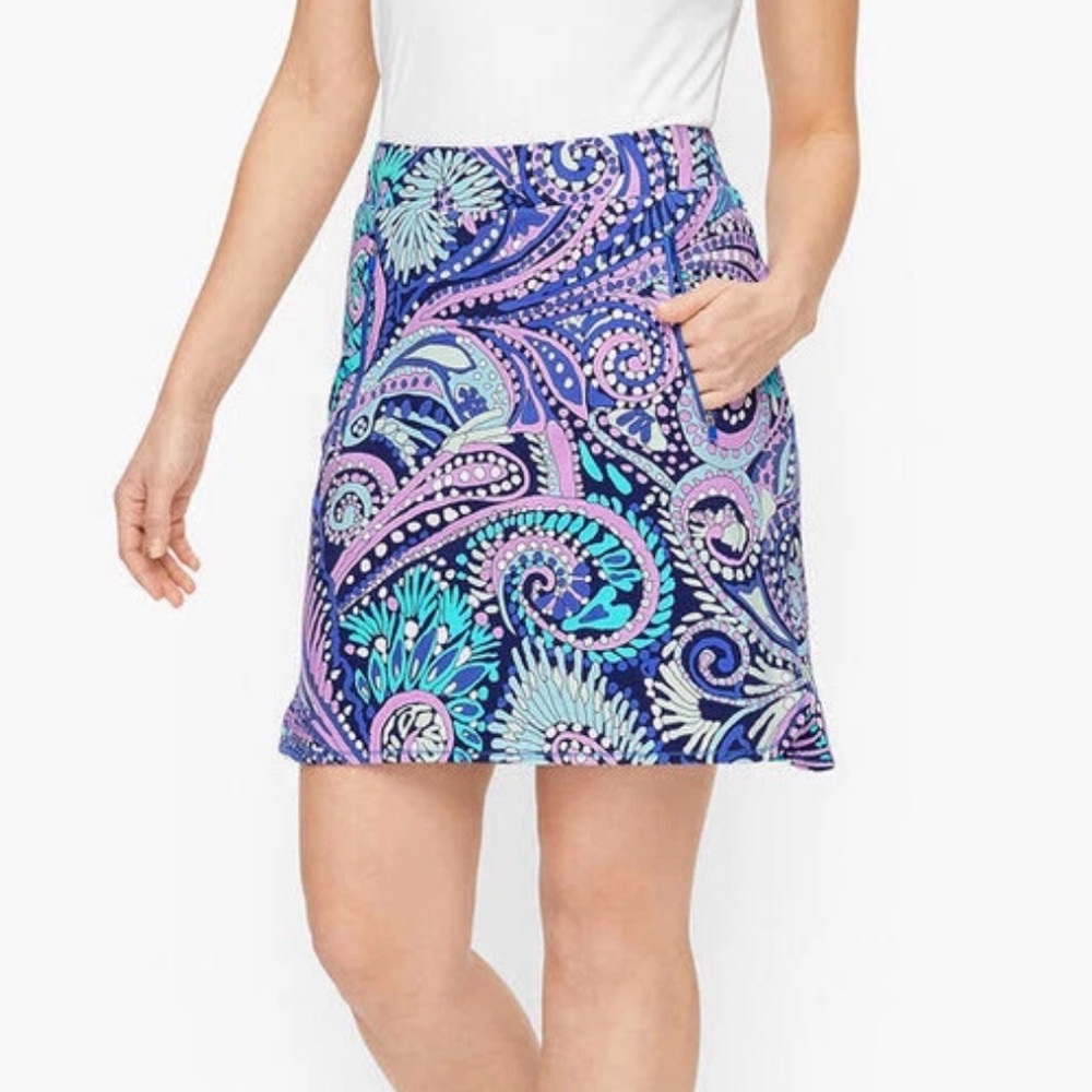 Talbots Blue and Purple Paisley Soft Athelisure Skort